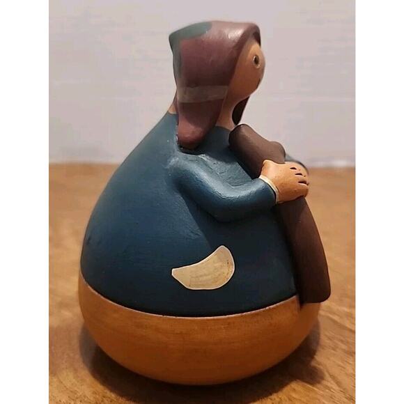 Peruvian Clay Roly Poly Mary & Joseph Figurines Set Of 2 - 5" Tall 4" Wide Each - Picture 5 of 13